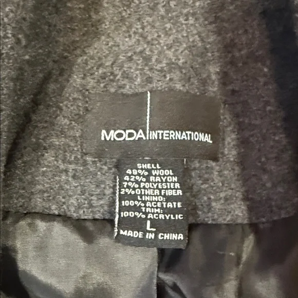 Moda International Dark Gray Pea Coat - Picture 2 of 10